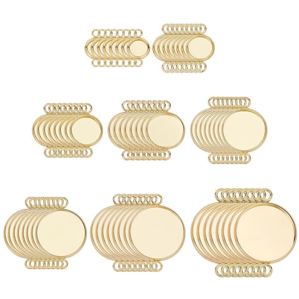 2320 64Pcs 18K Gold Plated Bezel Blank Charms Bulk Stainless Steel Bezel